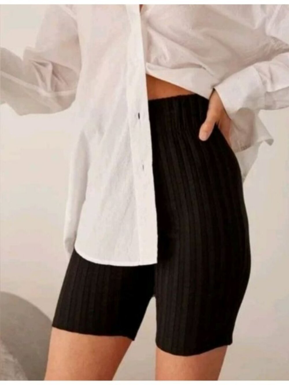 Simon Miller Ribbed Black Modal Blend Elastic Waist Shorts Women’s